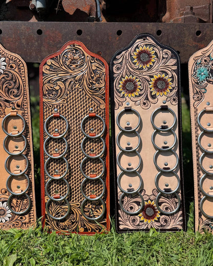 Genuine Western Tooled Leather Wild Rag Scarf Display Holder Keeper a Double B Wild Rags Exclusive