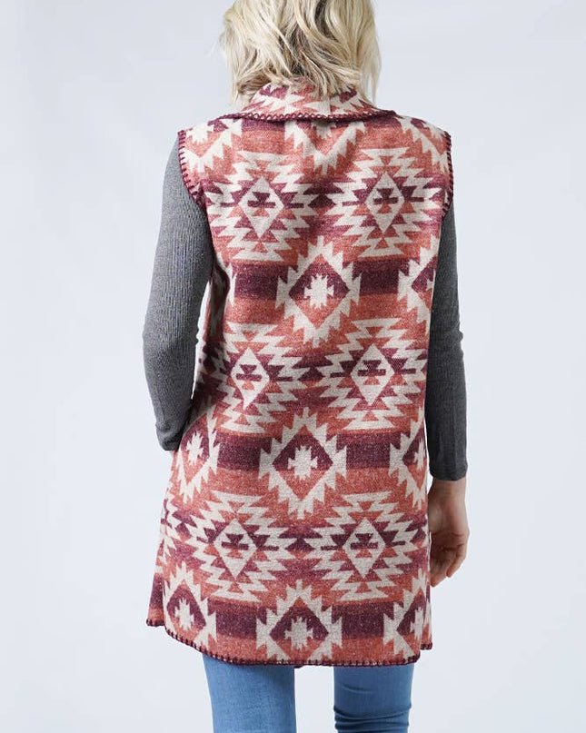 Western Pattern Vest with Pocket