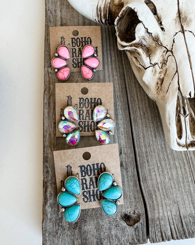 Western Stone Cluster Post Earrings