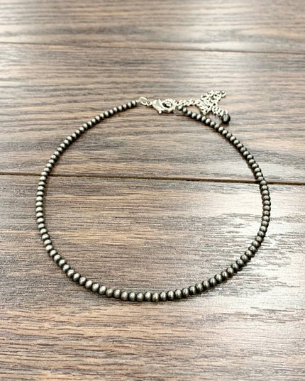 734532, 15" Handmade 4mm Navajo Bead Necklace
