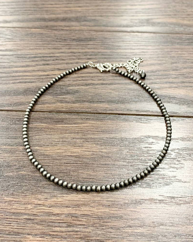 734532, 15" Handmade 4mm Navajo Bead Necklace