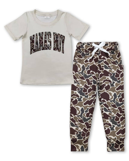 Mama's boy top camo pants kids boys clothing set