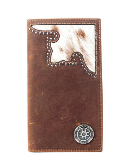 Lariat Crest Hairon Leather Wallet for Men in Rustic Chrome