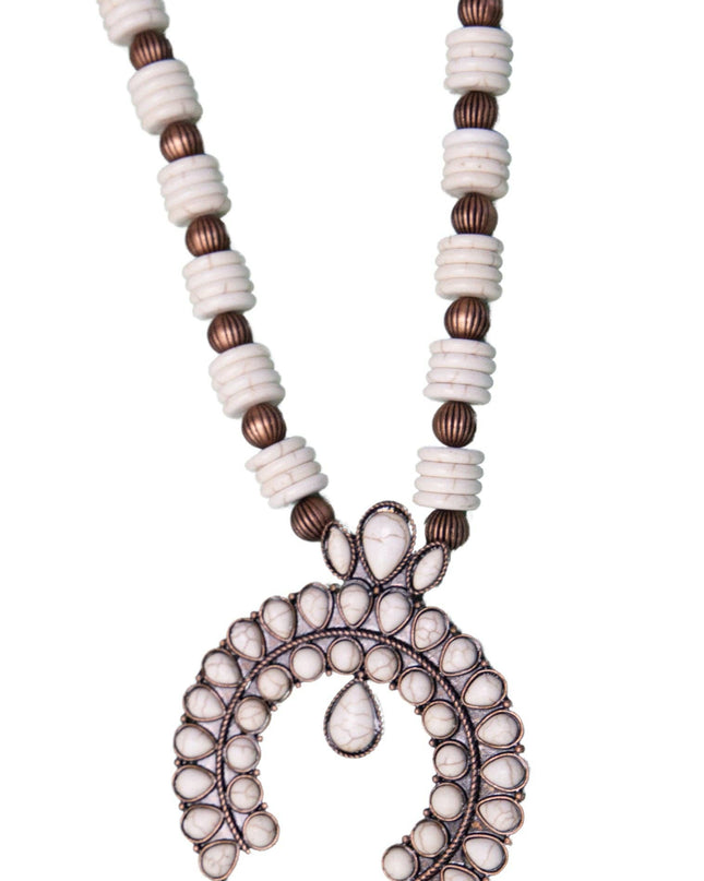 Western Style White Squash Blossom Necklace