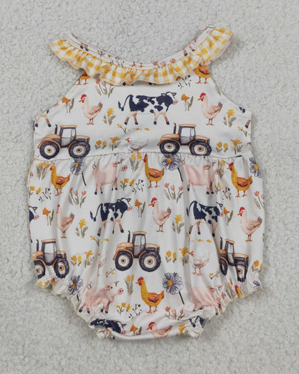 Baby Girls Farm Chicken Summer Bubble Infant Romper