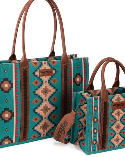 Wrangler Southwestern Print Large Tote & Small Canvas Tote/C