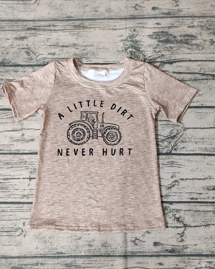 Baby Boys Brown Tractor Short Sleeve Tee Shirts Tops
