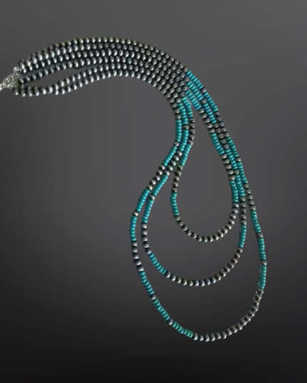 Western Faux Silver “Navajo Pearls” Turquoise Necklace