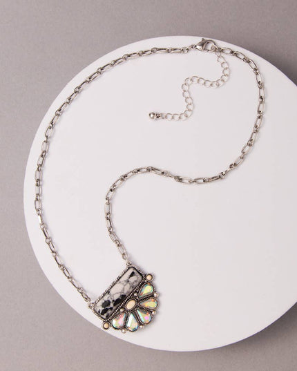 Western Turquoise Bar Pendant Necklace