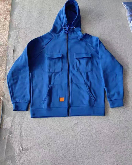 Men's Casual Solid Color Hooded Sweatshirt Jacket