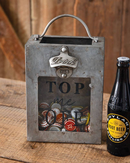 Top Me Off Galvanized Bottle Opener Bin