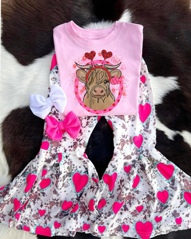 Valentines highland cow tshirt