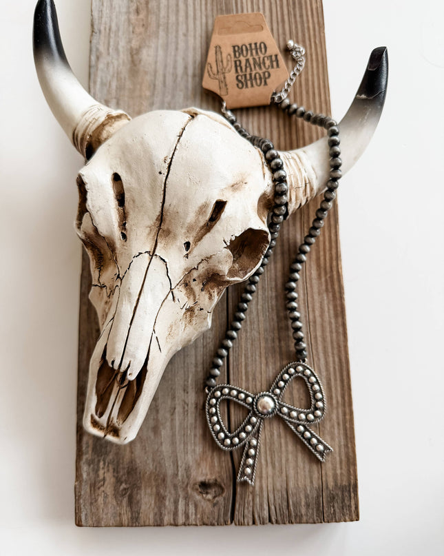 Western Navajo Pearl Coquette Bow Necklace 