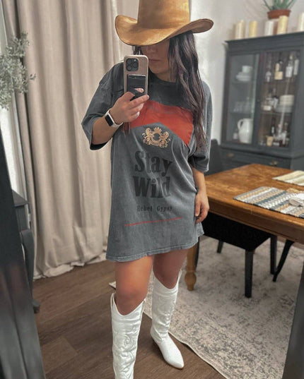 Charcoal Stay Wild T Shirt Dress