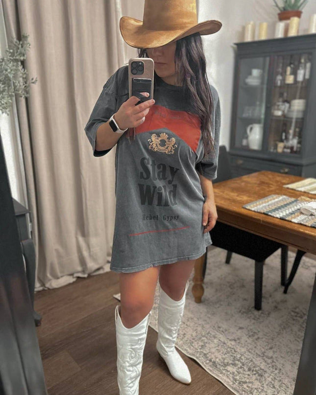 Charcoal Stay Wild T Shirt Dress