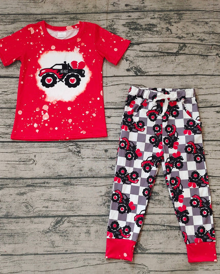 Baby Boys Valentines Tractor Short Sleeve Top Pants Clothes