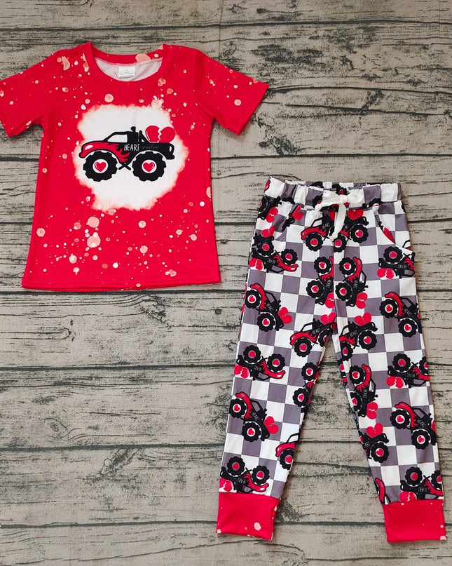 Baby Boys Valentines Tractor Short Sleeve Top Pants Clothes