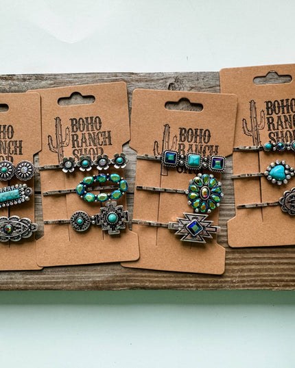 Western Hair Pin 3 Piece Set Bling Bobby Pin