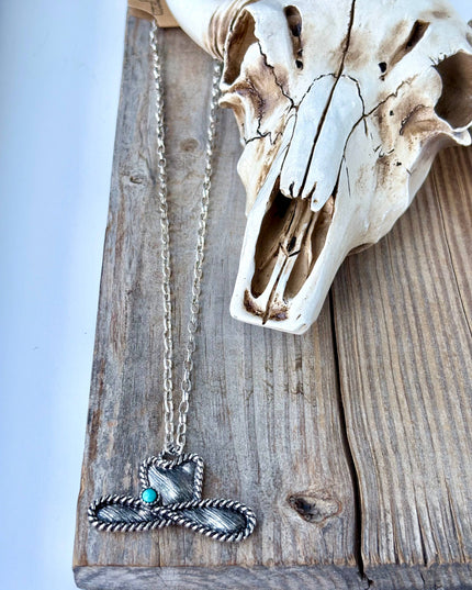 Western Cowboy Hat Stone Pendant Necklace