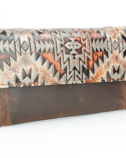 Women’s Rustic Brown Orange Aztec Clutch ABLW 18-2537
