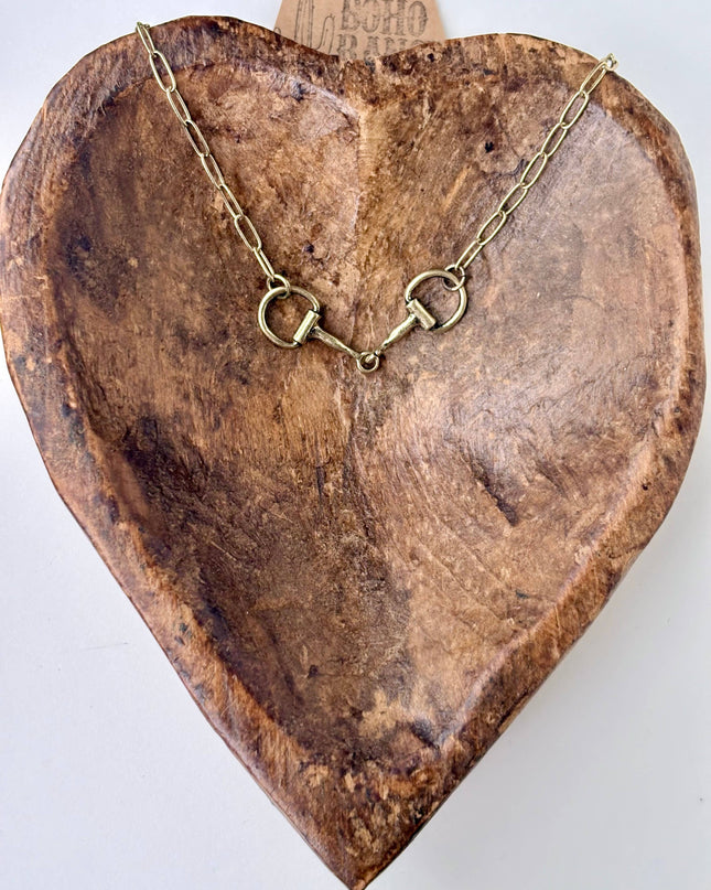 Western Style Rhinestone Horsebit Pendant Necklace