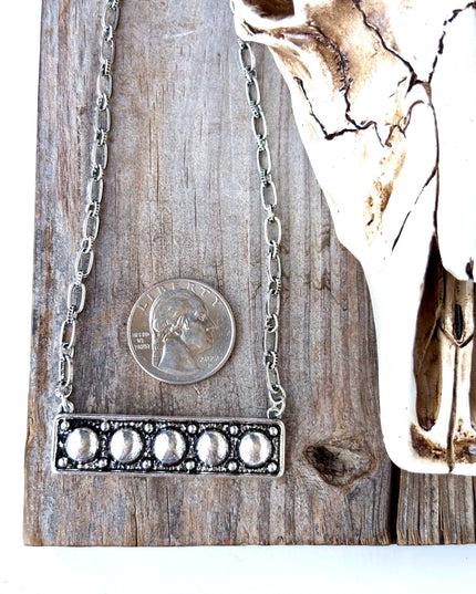 Western Style Embossed Bar Pendant Necklace