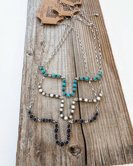 Western SteerHead Stone Necklace - White