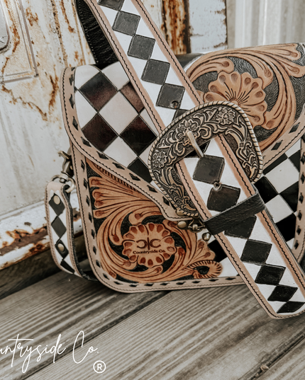 Melrose Tooled Leather Checkered Handbag