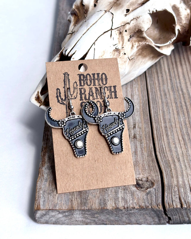 Western Steerhead Howdy Dangle Earrings