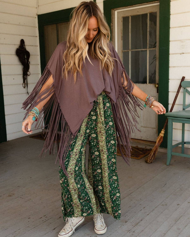 Western Showstopper Fringe Top - Mocha