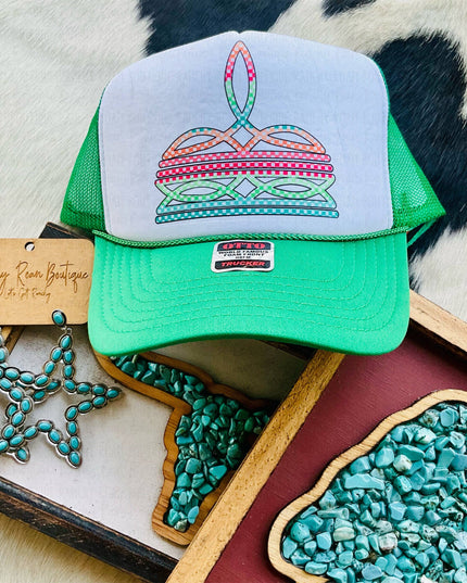 Checkered Boot Stitch Western Foam Trucker Hat
