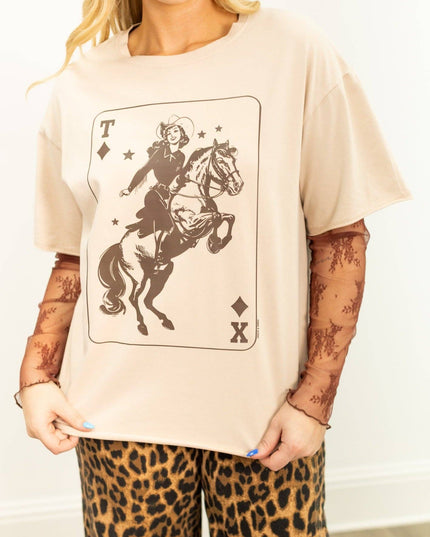 Queen Card on Beige Tee Shirt