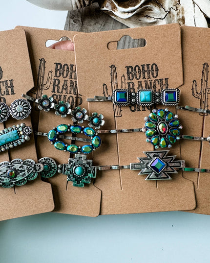 Western Hair Pin 3 Piece Set Bling Bobby Pin