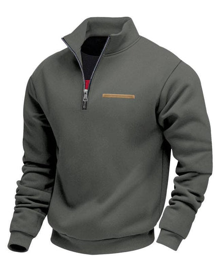 Half Zipper Loose Stand Collar Men Pullover Hoodie