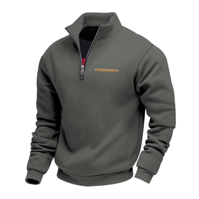 Half Zipper Loose Stand Collar Men Pullover Hoodie