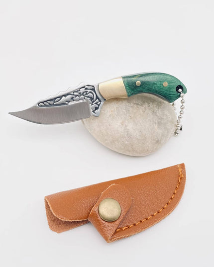 Wooden Handle Portable Mini Stainless Steel Embossed Knife