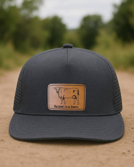 Raised in a barn Cow Country Western Farm Kids Trucker Hat