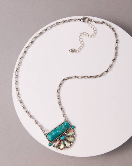 Western Turquoise Bar Pendant Necklace