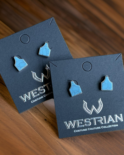 Faux Turquoise Cow Tag Earrings