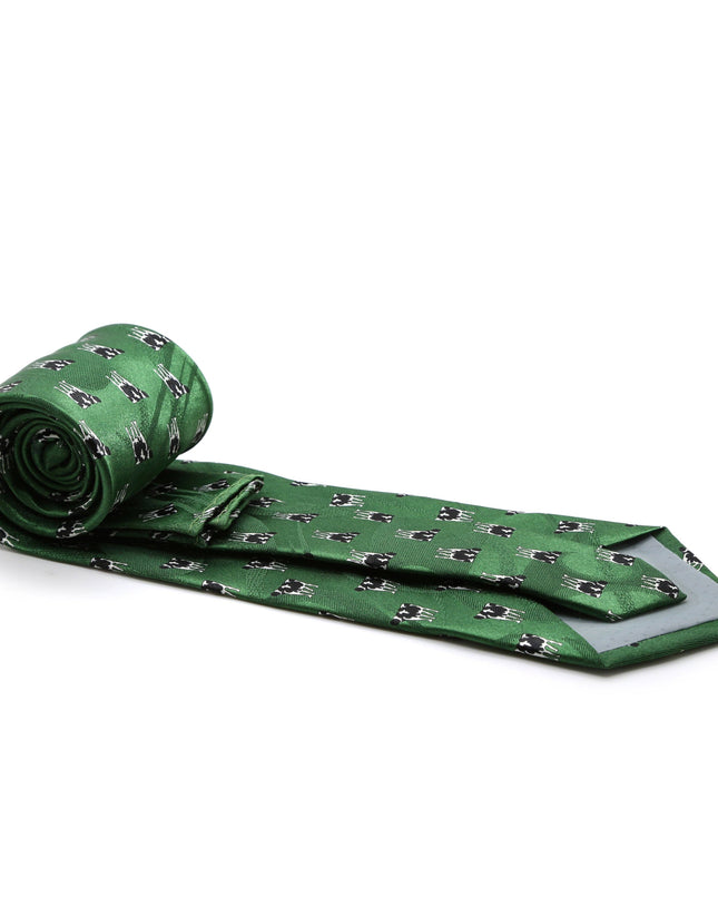 Cow Green Necktie with Handkerchief Set