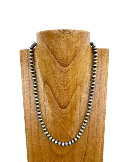 NKS230603-47-SILVER      22 Inches 8mm silver Navajo pearl bead Necklace