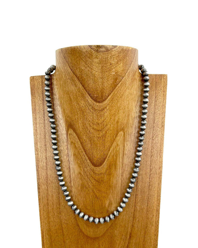 NKS230603-47-SILVER      22 Inches 8mm silver Navajo pearl bead Necklace