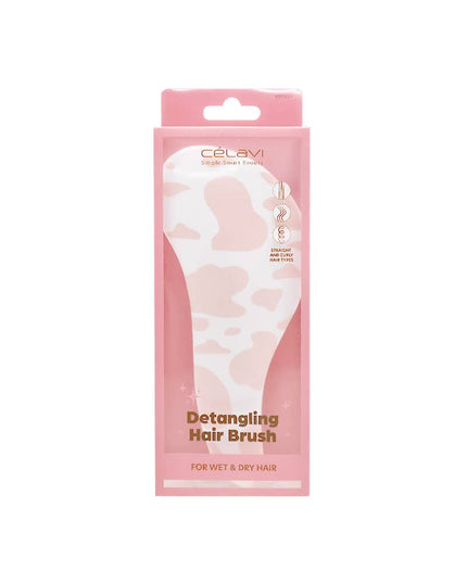 Celavi HRF021 Pink Cow Detangling Wet n Dry Hair Brush - 12