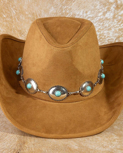 Turquoise Western Concho Chain Cowboy Hat