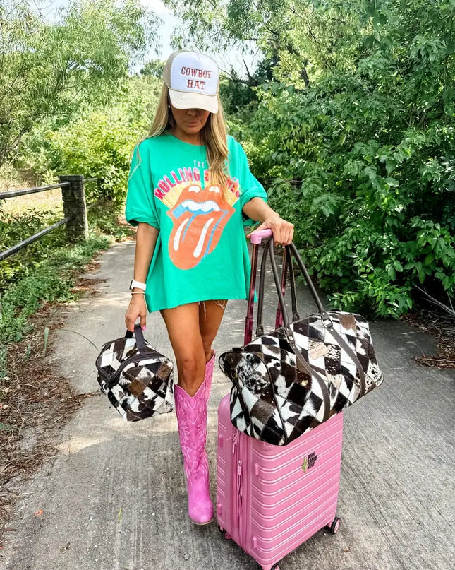 BOHO LUXE TOILETRY bag Genuine Hair On travel storage 