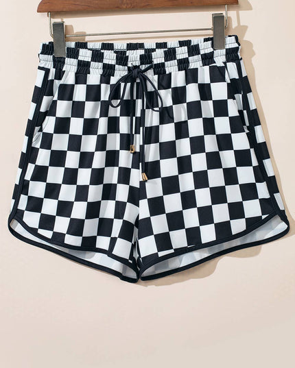 Checkered Drawstring Elastic Waist Shorts | S-XL