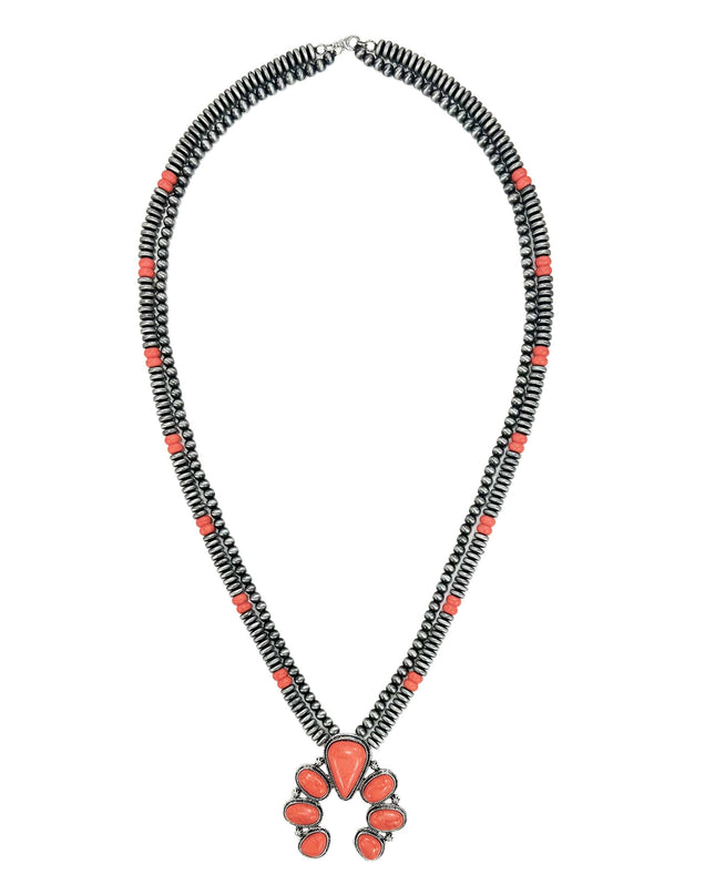 Giddy Up Orange Squash Blossom Necklace