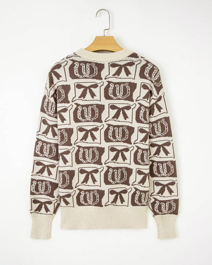 Western Bows & Horseshoes Long Sleeve Sweater
