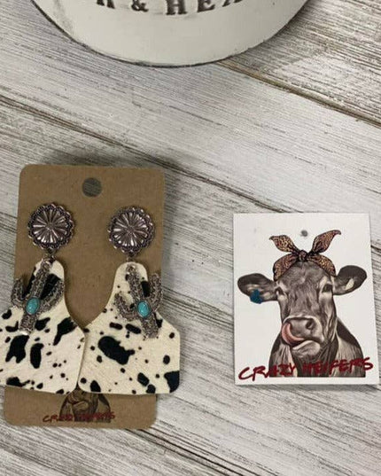 Cow Tag Earrings W/ Charms