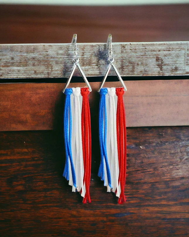 Fringe and Fireworks Patriotic Earrings